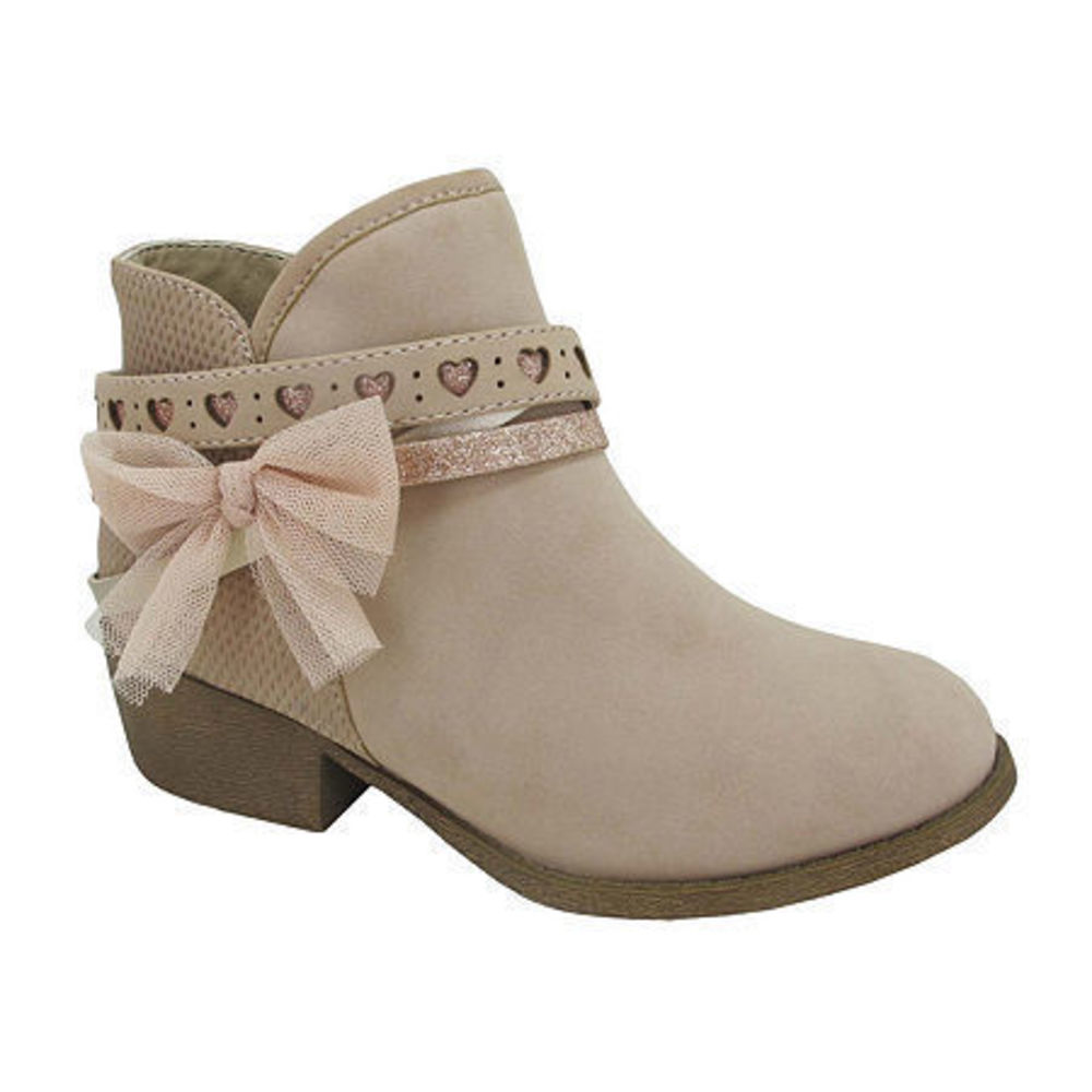 Pop Little & Big Girls Pop Kid Elisha Block Heel Booties, Pink , 3 Medium